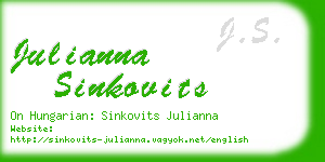 julianna sinkovits business card